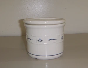 LONGABERGER POTTERY WOVEN TRADITIONS HERITAGE BLUE ONE PINT SALT CROCK W/ LID - Picture 1 of 6