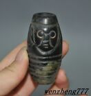 2.4&quot;China Hongshan culture Old Jade carved Human face Jade Cong zong pendant