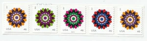 USA # 4722-25 / 4725a Kaleidoscope Flowers 46c (2013) - 5 Stamps PNC # S11111 - Picture 1 of 2