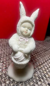 VTG DEPT 56 SNOW BUNNIES “SNOW BABY IN EASTER BUNNY SUIT" w/Basket~ 1994 EUC - Picture 1 of 5