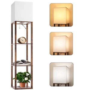 Floor Lamp with Shelves, Modern Standing Shelf Lamp with 3 CCT LED Bulb and W... - Picture 1 of 8