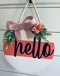 Welcome Sign Porch Decor Rustic Wooden Hangers Front Door Outdoor Hanging Home - Picture 1 of 4