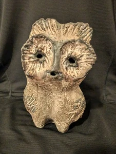 Vtg Pottery Owl Bird Handmade OOAK Mid Century Sculpture 7.5"T Signed Wm? - Picture 1 of 12