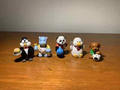 Lote 5 figuras de acción de PVC Webkinz Chocolate Lab, hipopótamo, pato, panda y pingüino Foto 1 de 4