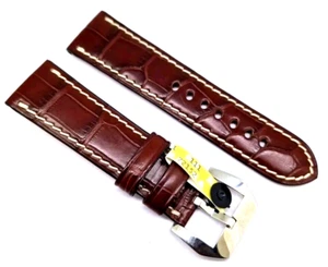 Watch Strap Genuine Alligator Croc 24 mm Watch Strap Brown German Manufacturer/47 - Picture 1 of 4