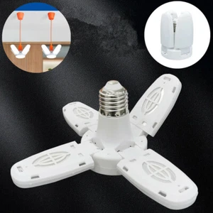 E27 LED Bulb Super Bright Foldable Garage Light Fan Blade Ceiling Light White - Picture 1 of 12