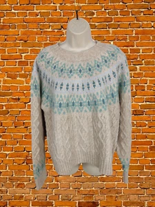PER UNA BEIGE PULLOVER XLARGE WOLLE DAMEN BLAU GRÜN SWEATER PULLI STRICK - Bild 1 von 5