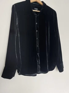 Camicia Talbots velluto velluto nero con bottoni taglia Petite Large - Foto 1 di 9
