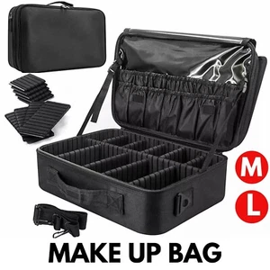 Professional Makeup Bag Portable Cosmetic Organize Case Storage Box Travel Large - Picture 1 of 16