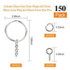 150pcs Key Ring with Chain Split Jump Rings with Screw Eye Pins DIY Keychai.l8
