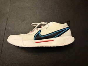 Size 11.5 - NikeCourt Zoom Pro White Black with Blue and Orange accent - Picture 1 of 5