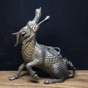 Collect Buddhism old copper hand made Turning-back beast statue incense burner - Picture 1 of 9
