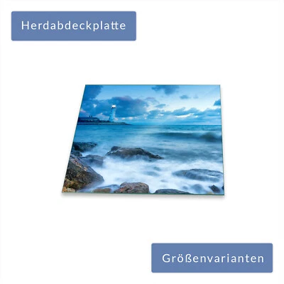 DECORWELT Herdabdeckplatte Abdeckung Ceranfeld Abdeckplatte Blau Schneidebrett Glasplatte