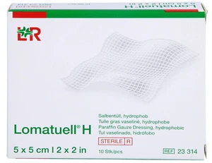 Lomatuell H Salbentüll 5x5 cm Verband Steril Hydrophob 10.Stk REF 23314 - Bild 1 von 4