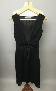 JEFFREY MONTEIRO Negro Algodón y Seda Corbata Frontal Vestido 2 - Imagen 1 de 3