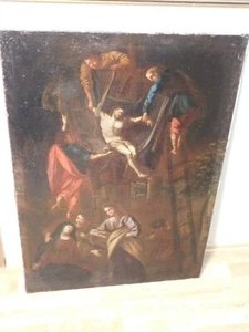 Early Old Master Holy Image Painting Crucifixion Scene, Jesus Descent from the Cross! - Picture 1 of 24