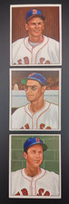 3 1950 Bowman Boston Red Sox: Goodman, Kinder, Masterson, EX, RMBCollectables