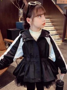 Spring Autum Kids Girls Long Sleeve Casual Zip Black White Jacket 2-8Years - Picture 1 of 7
