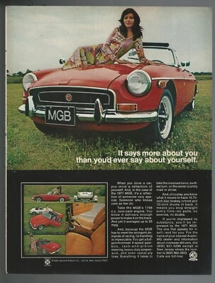 1971 MG MGB advertisement, British Leyland MG, red convertible print ad - Image 1 of 3