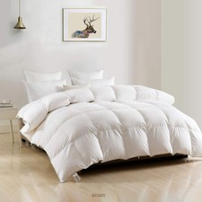 DWR Luxury King Goose Feathers Down Comforter, Ultra-Soft Egyptian Cotton Cover,