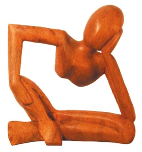Holzfigur "Der Denker - Yogi" - Suar Holz - Kunsthandwerk aus Bali 15x15cm - Bild 1 von 1