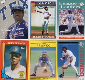 JULIO FRANCO Lot of 30 Different Premium MLB Baseball Cards Texas Rangers - Picture 1 of 7