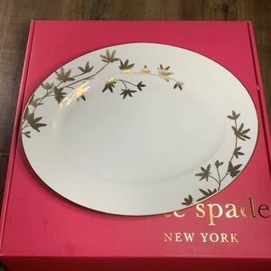 Kate Spade New York Lenox Oliver Street White Oval Platter 13” Inch Gold White  - Picture 1 of 4