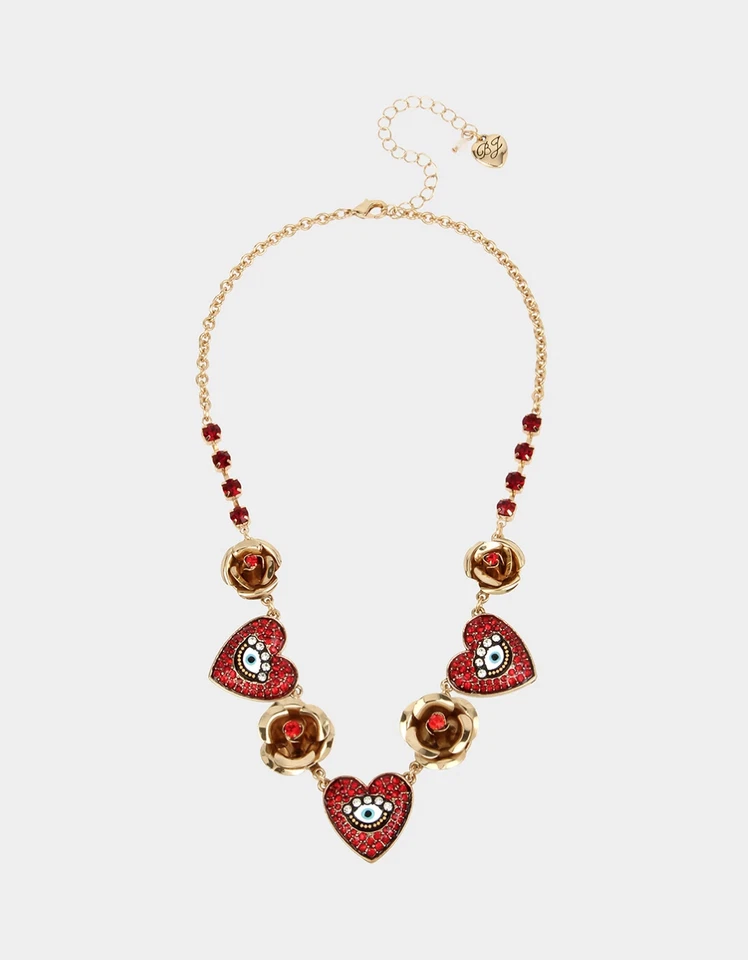 BETSEY JOHNSON ROCKIN RICHES СЕРДЦЕ ФРОНТАЛЬНЫЙ КРАСНЫЙ ОЖЕРЕЛЬЕ  - Изображение 1 из 1