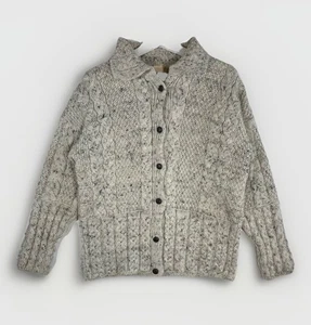 Vintage Smaragd-Design Strickjacke Damen Größe Large irische Wolle Fischer Aran Pullover - Bild 1 von 10
