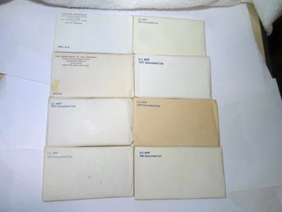 8 Set Lot of 1971-1981 Missing 3 years* PDS Mint Uncirculated Original Envelopes - Image 1 of 4