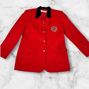 Vintage Norton McNaughton Gr. Medium Wollblazer rot mit schwarzem Samtkragen - Bild 1 von 10