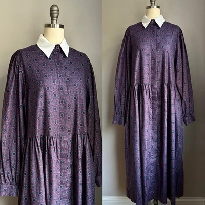 Vintage 1980’s Laura Ashley UK Dress w/ Pockets &Removable Collar Medium - Image 1 of 4