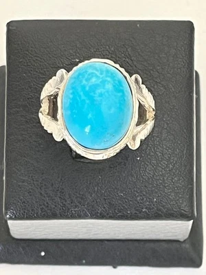 Anillo de lujo para hombre astilla 925 turquesa natural Sinaí diseño audaz فيروز سيناوي Foto 1 de 4