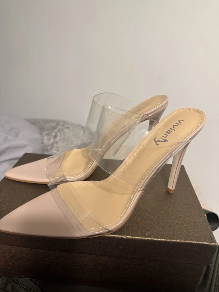 Zapatos transparentes de vestir de tacón alto sin cordones con puntera puntiaguda para mujer Foto 1 de 4
