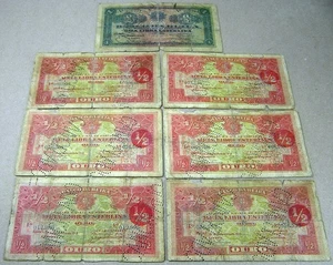 Mozambique Lot of 7 Banknotes Dated 1919, 1 Libra & 1/2 Libra, Combined Shipping - Picture 1 of 12