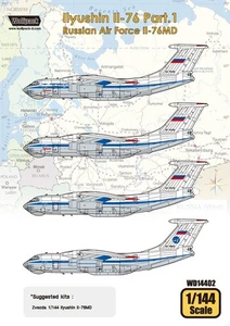 Wolfpack 1/144 decal Ilyushin Il-76 Pt1 Russian AF - Il-76MD for Zvezda WD14402 - Picture 1 of 9