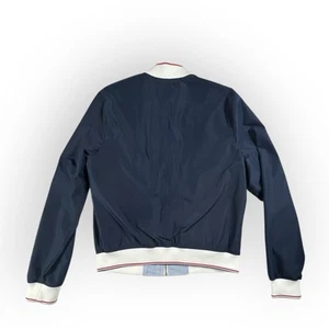 Tommy Hilfiger Men's Blue Ribbed Signature Pinstripe Reversible Bomber Jacket S - Picture 1 of 16