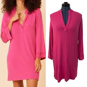 NWT LAmade Pink Oversized Tunic Shirt Dress Sustainable USA Beach Preppy Boho S - Picture 1 of 20