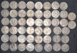 Vintage Belgian Coins from Bank Rolls - 1 Fr and 5 Fr - Mid Century Dates - Circ - Picture 1 of 10