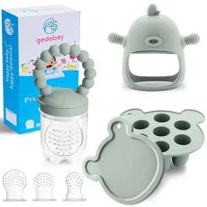 Alimentador de alimentos para frutas para bebés moldes para paletas de leche materna para aliviar la dentición - Paquete de 3 Fe - Imagen 1 de 12