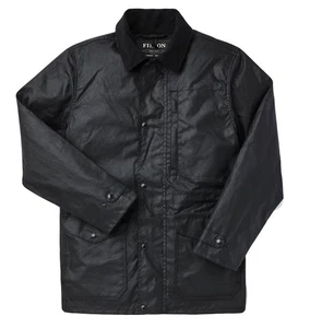 Filson Cover Tissu Mile Marker Manteau Noir Coton Ciré Veste de Pluie XXL 2XL Neuf avec étiquette - Photo 1/8