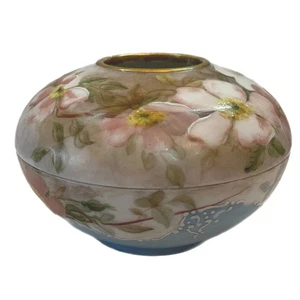 Vtg Porcelain Hair Receiver T & V France Floral White Blue Moriage Detail READ - Picture 1 of 7