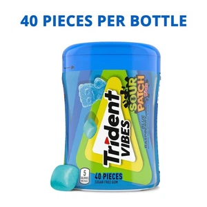 Trident Vibes SOUR PATCH KIDS Blue Raspberry Sugar-Free Chewing Gum, 40 Piece Bo - Picture 1 of 17