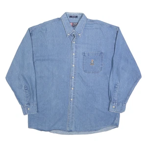 CHAPS RALPH LAUREN Mens Blue Cotton Blend Denim Shirt XL Classic Button Down - Picture 1 of 6