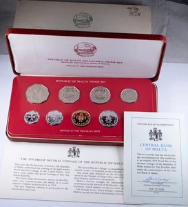 1976 Republic of Malta Decimal 9 Coin Proof Set - Picture 1 of 6