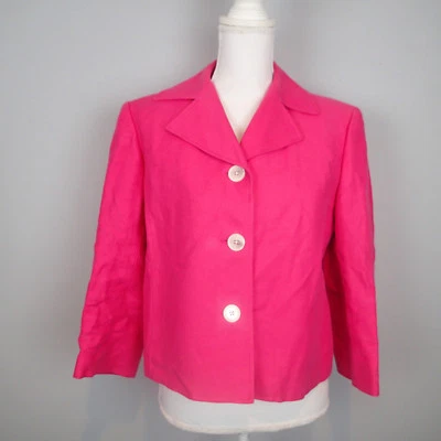 LAUREN Ralph Lauren blazer,JACKET SZ 12 ,linen PINK,3/4 sleeve z4 — 第 1/4 张图片