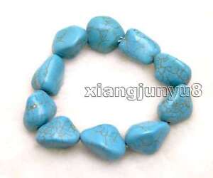 SALE Beautiful! Big 15-20mm Baroque Natural blue turquoise 7.5'' Bracelet-bra170