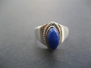 Handmade Solid 925 Sterling Silver & Lapis Lazuli Crystal Gemstone Ring 925250 - Picture 1 of 5