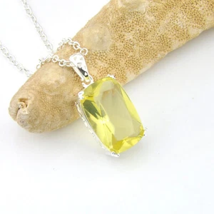 Collares colgantes de plata con gemas de citrino real fuego rectangular para mujeres vacaciones - Imagen 1 de 5