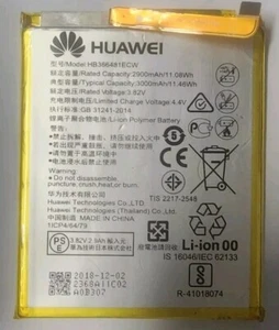 HB366481ECW Battery 3000mAh 3.82V Li-Ion for P9 P9 Lite P10 Lite Honor 8 - Used - Picture 1 of 2